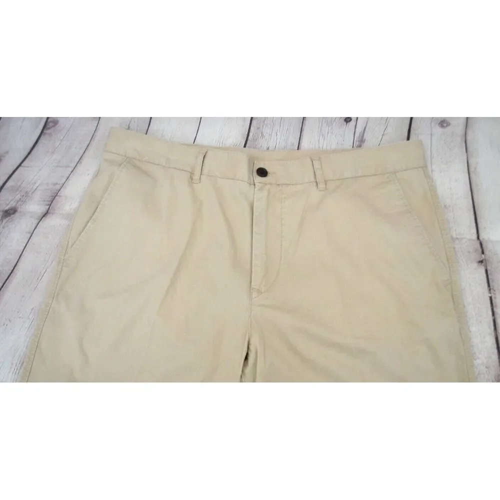 LACOSTE Men's Flat Front Cotton Chino / Khaki Pants SIZE 38 Beige